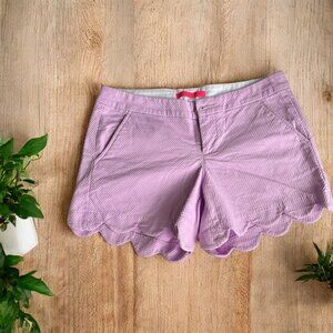 Lily Pulitzer Women's Seersucker Shorts Pink Textured Fabric Scalloped Hem Size4